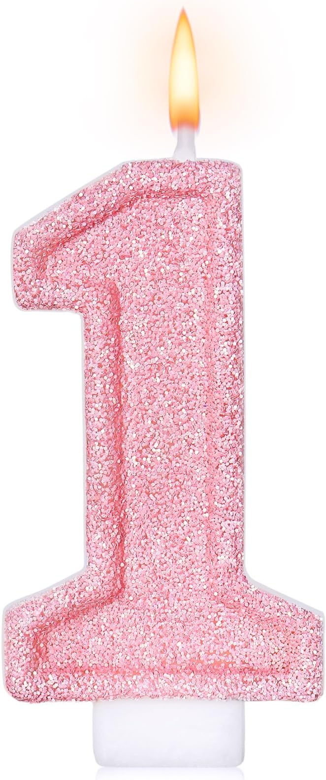 Cute Number 1 Birthday Candle, Glitter Pink Number Candles, First