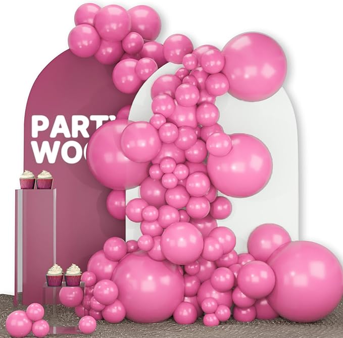 PartyWoo Hot Pink Balloons 140pcs Different Sizes of 18 12 10 5 Inch M
