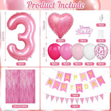 3rd Birthday Decorations for Girls Hot Pink Balloons Happy Birthday