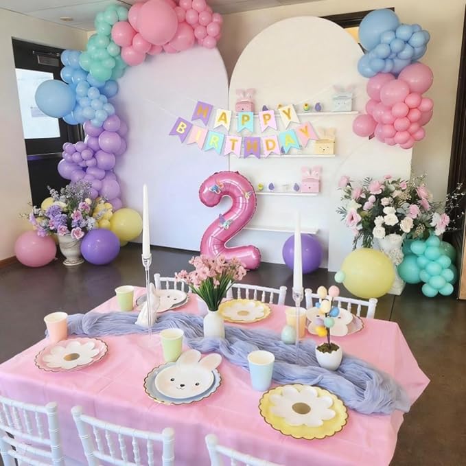2nd Birthday Decoration for Girls Easter Pastel Rainbow 2nd Balloon