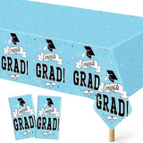 2Pcs Graduation Tablecloths, 108" X 54" Skyblue Graduation Table