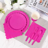 Vyntra 175 Pcs Hot Pink Disposable Paper Plates and Napkins Set for