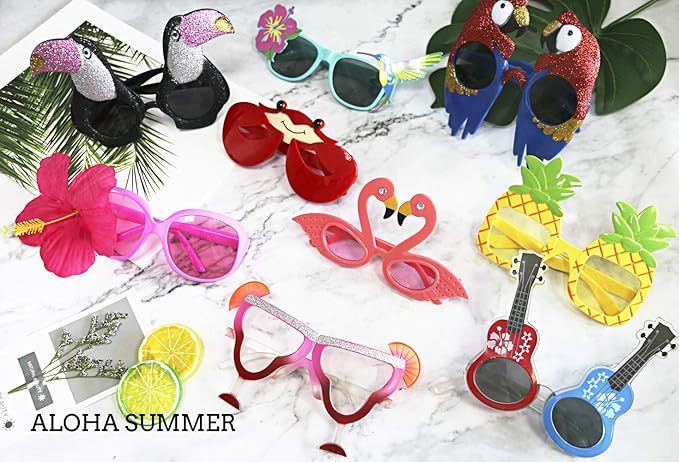 Ocean Line Luau Party Sunglasses 9 Pairs Funny Hawaiian Glasses
