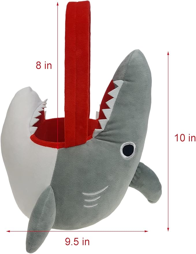3D Shark Plush Basket Easter Egg Hunting Basket Cute Animal Plush