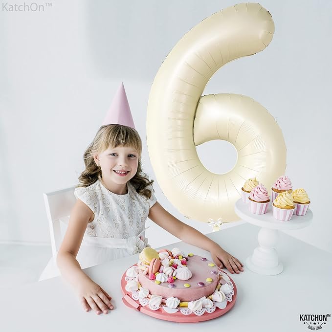 KatchOn, Cream Number 1 Balloons for 1st Birthday - Giant 40 Inch | On