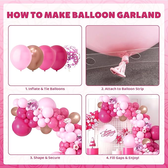 Pink Balloons Arch Kit Garland 131PCS as Pink Decor, Aivatoba