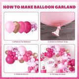 Pink Balloons Arch Kit Garland 131PCS as Pink Decor, Aivatoba