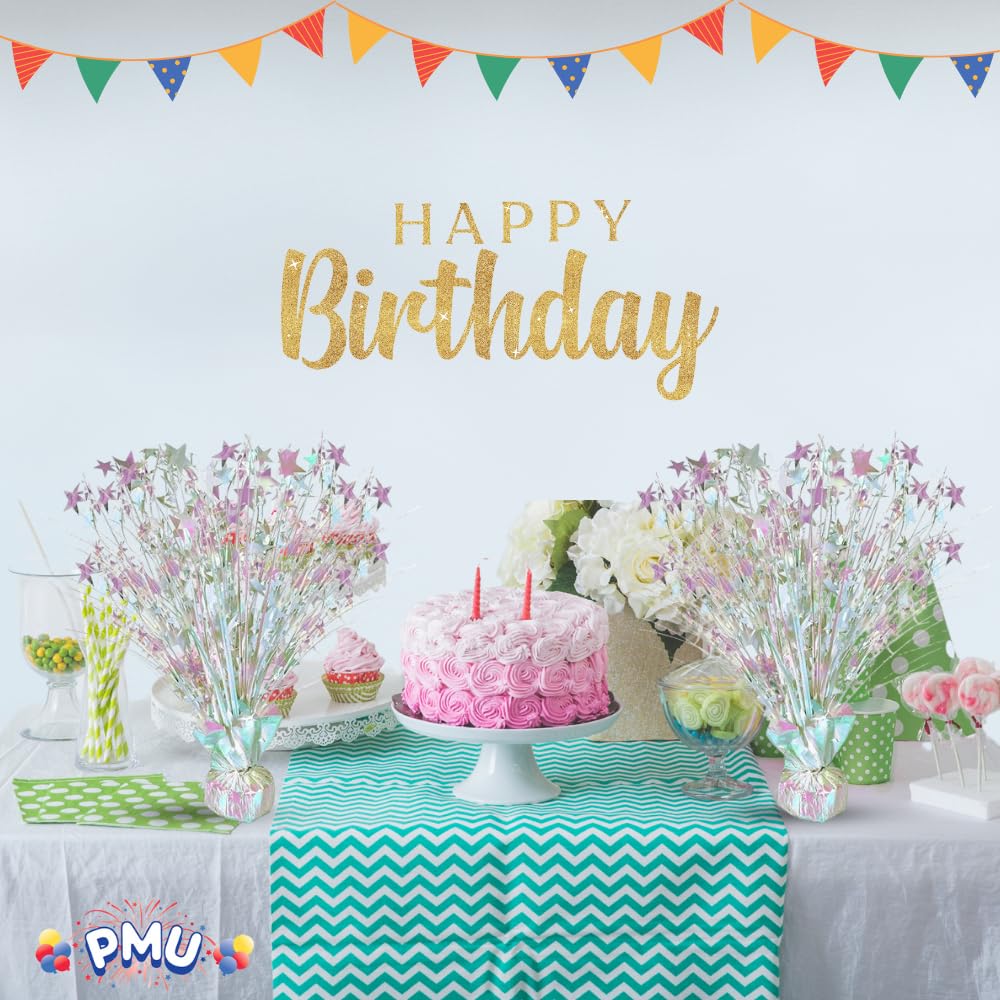 PMU 6 Pack Bursting Star Metallic Foil Spray Centerpiece- Opal