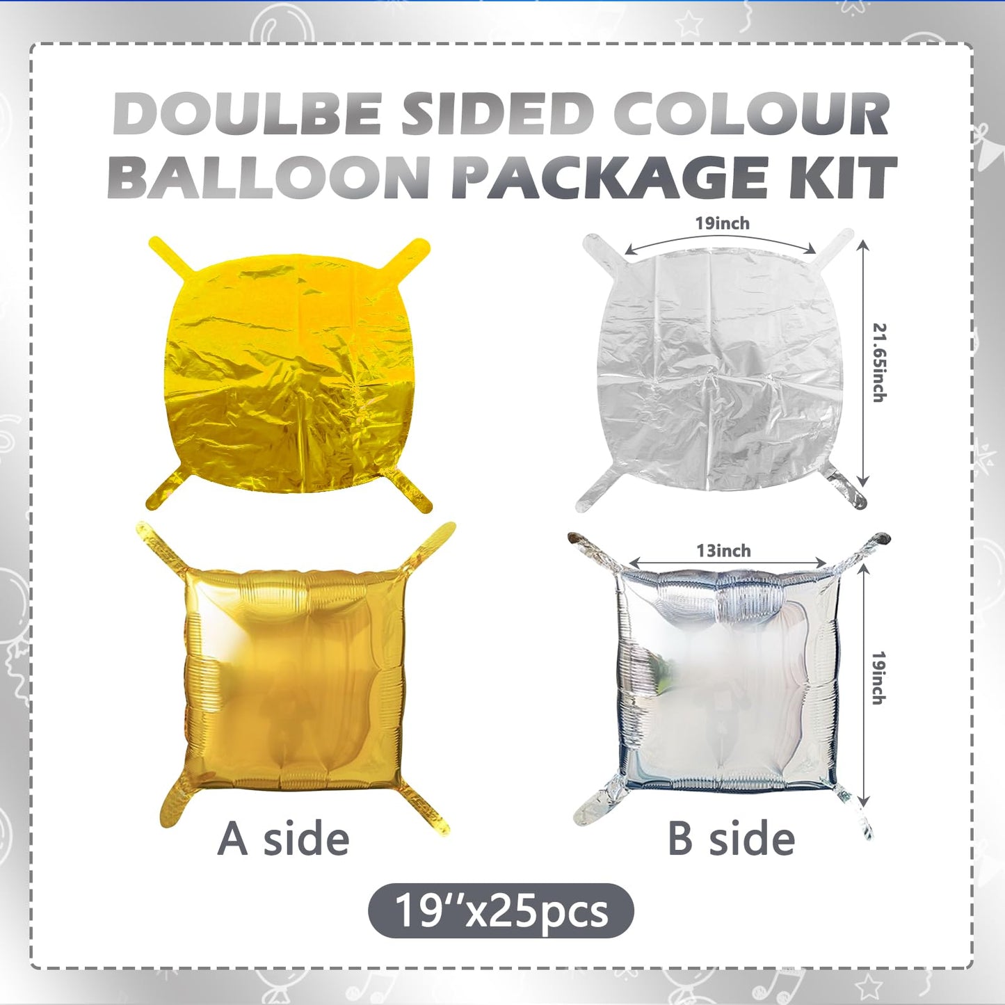 Silver Square Foil Balloons Wall Tunnel Backdrop Double Sided Metallic