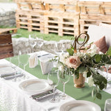 12Pcs White and Sage Green Tablecloth Decorations,Plastic White Table