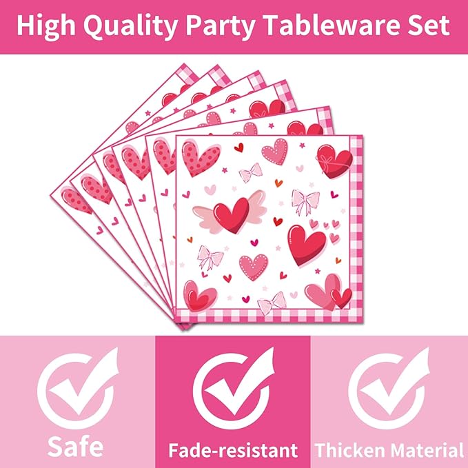 96PCS Galentine's Day Plates and Napkins Party Supplies Galentine's