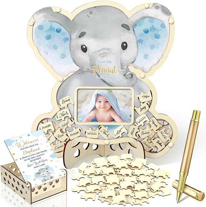 63 Pcs Elephant Baby Shower Guest Book Alternatives Set Baby Shower
