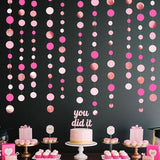 Hot Pink Rose Gold Party Decorations Circle Dots Garland Hanging