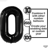 Large, Black 0 Balloon Number - 40 Inch | Foil Number Balloons for