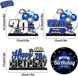 LINGTEER Happy 70th Birthday Blue Acrylic Table Topper Centerpieces