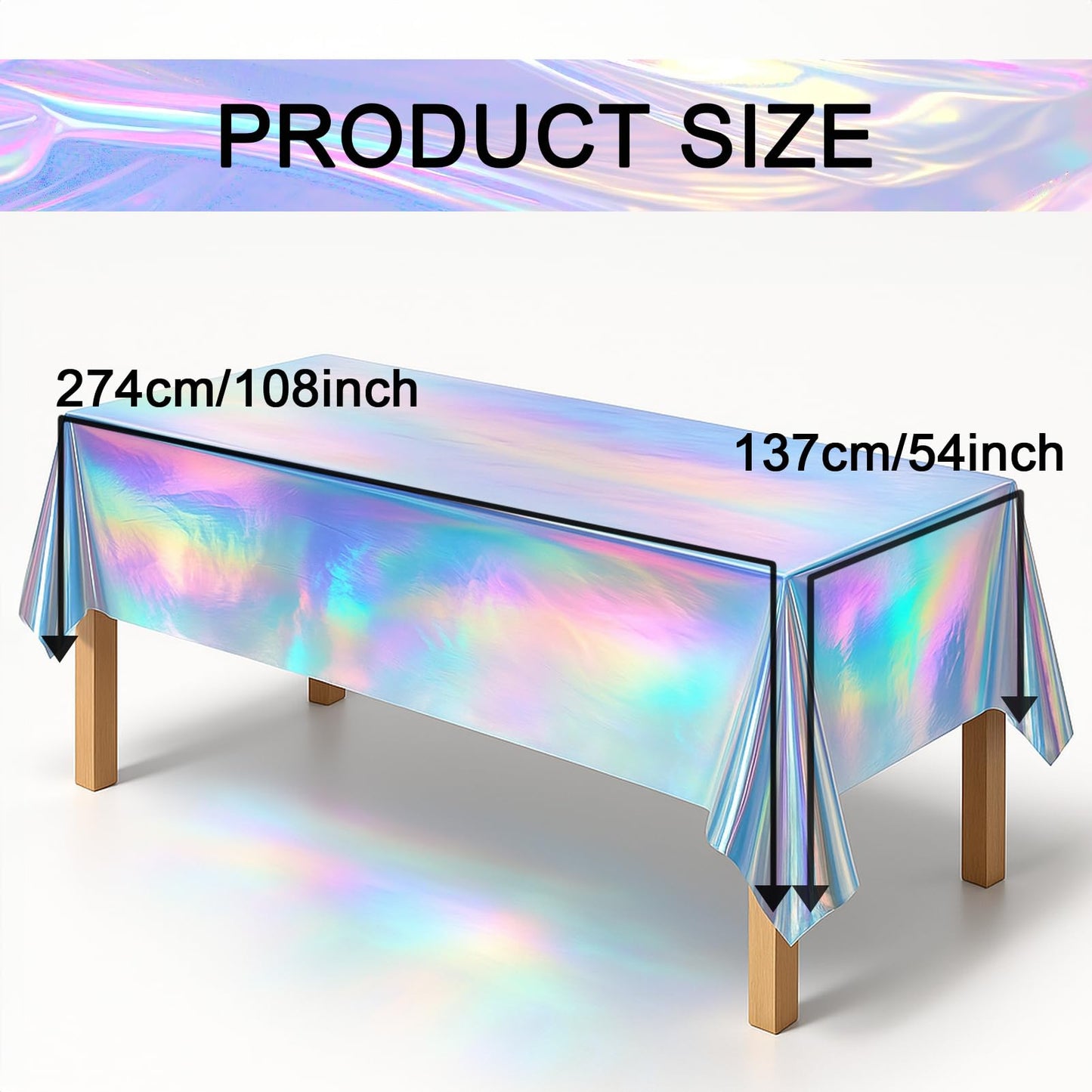 iCrius 3-Pack Holographic Disposable Tablecloths 54x108 Inch -