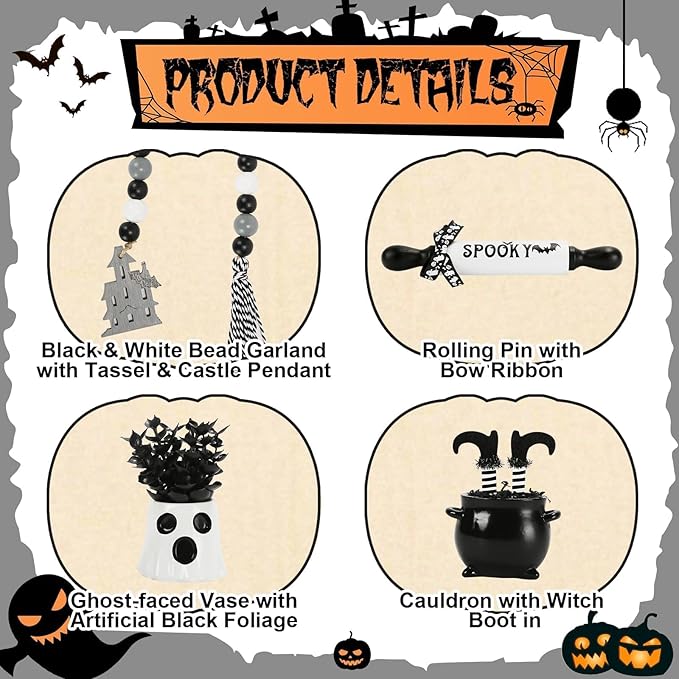 Halloween Decorations 8PCS Tiered Tray Decor Cute Tabletop Halloween