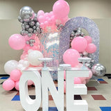 Pink and Silver Balloon Arch Kit, Pastel Pink and White Metallic