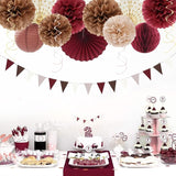 Burgundy Brown Beige Boho Party Decorations 20pcs Dusty Pink Fall