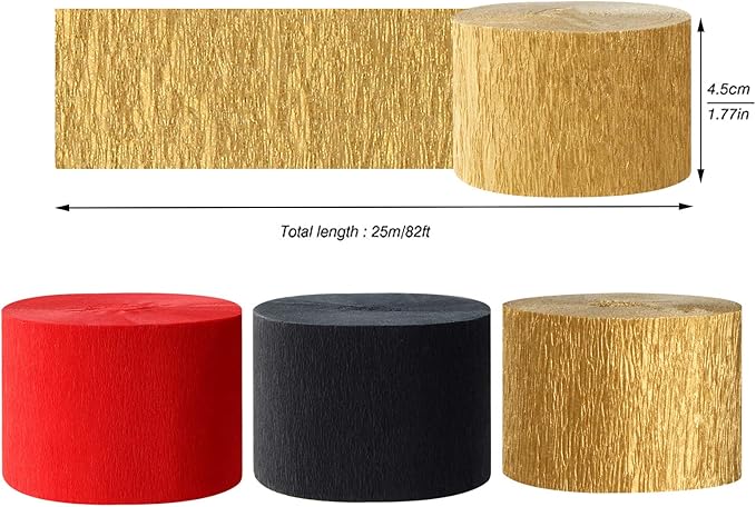 Red-Black Gold Casino-Theme Party-Decorations Streamers - 9 Rolls