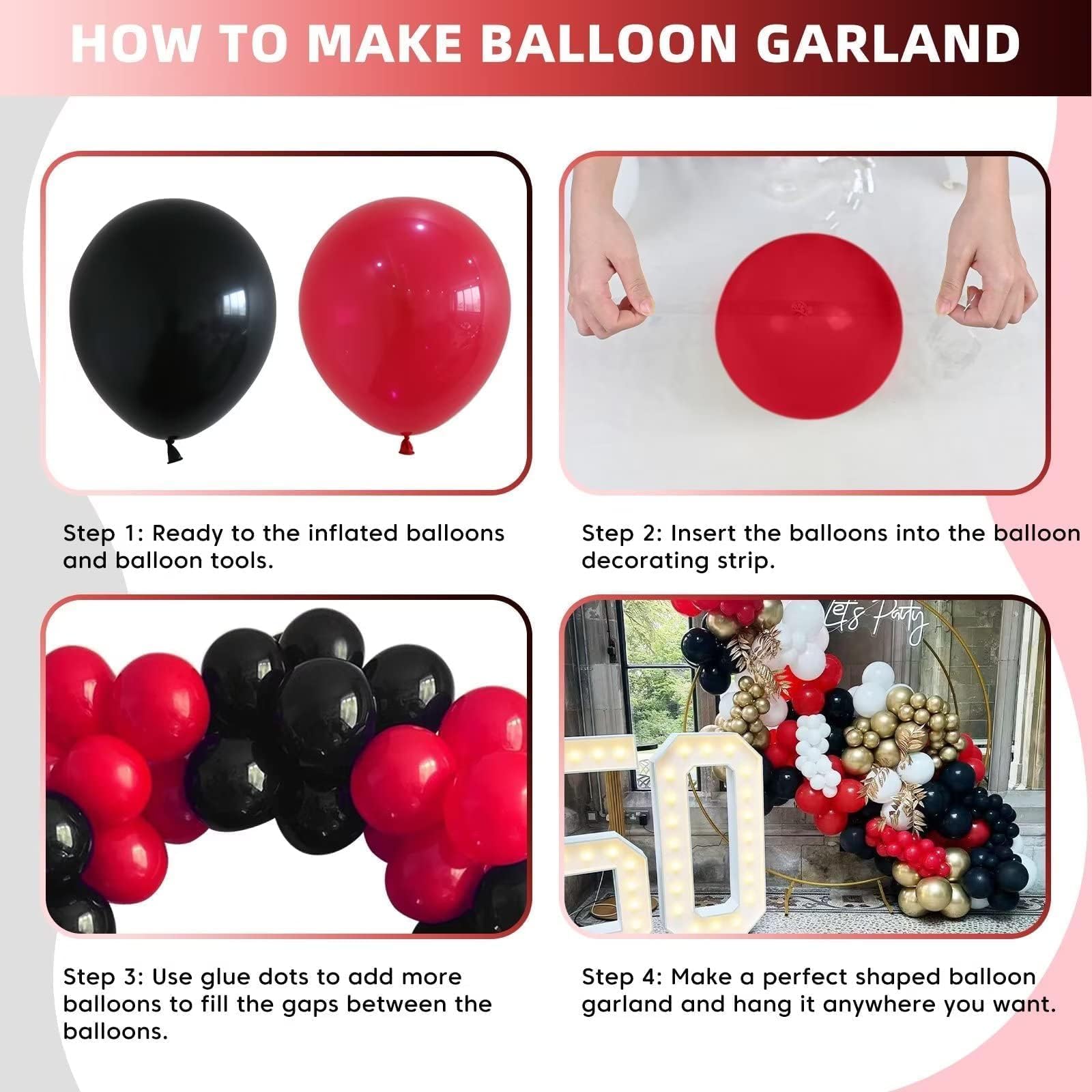 Red and Black Balloon Arch Kit, Black and Red Balloon Garland Kit, Red