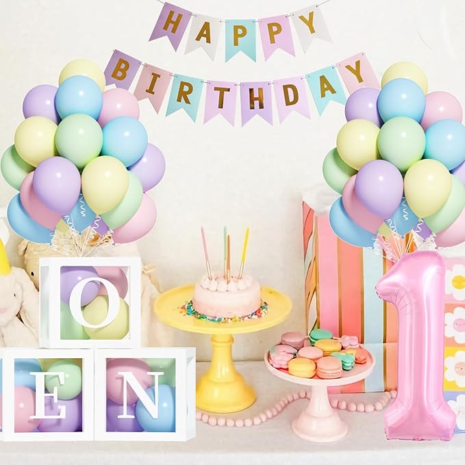 First Birthday Decorations for Girl 40 Inch Pink Number 1 Balloons