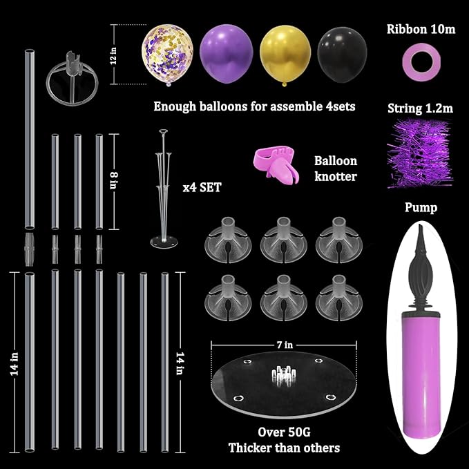 Halloween Decorations Balloon Stand with Purple Black and Gold