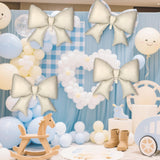4Pcs Giant Bow Balloons, 97.5cm/38in Big Elegant Coquette Theme Cream