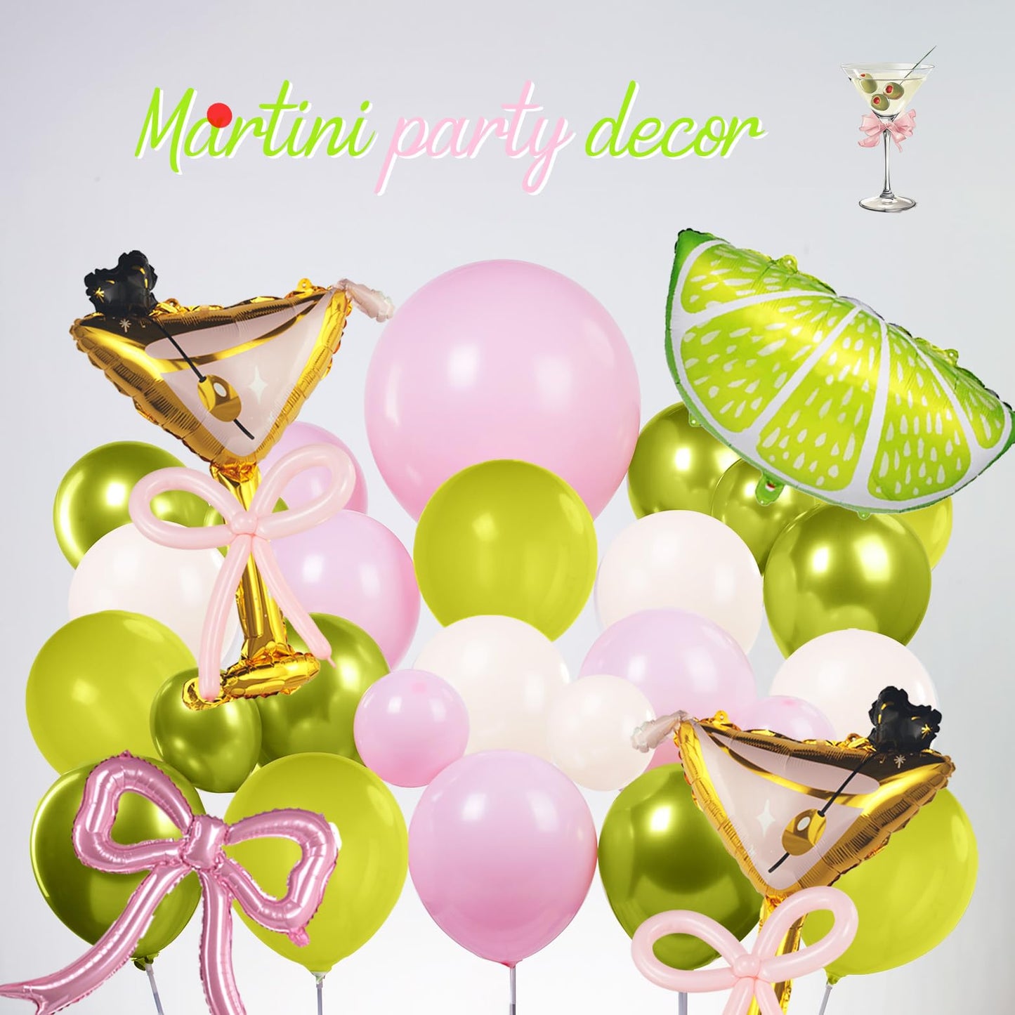 A Tini Bit Older balloon garland arch kit with Pink oilve green