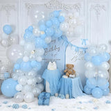 Pastel Blue White Balloons Garland Arch Kit, 104PCS Double Stuffed