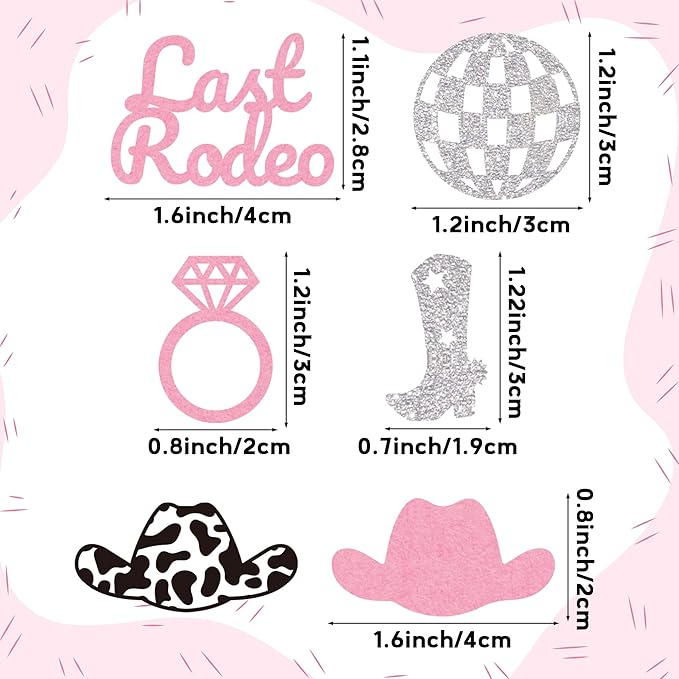 BeYumi Cowgirl Bachelorette Table Decor - 300Pcs Western Cowgirl