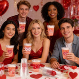 100Pcs Valentine's Day Party Decoration Cups 12oz Pink Red