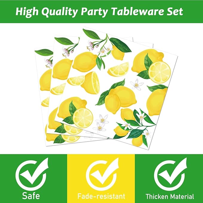96 Pcs Lemon Party Yellow Lemons Summer Party Decoration For