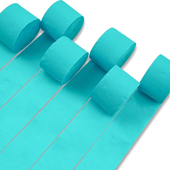 PartyWoo Teal Crepe Paper Streamers 6pcs 492ft Pack of Turquoise