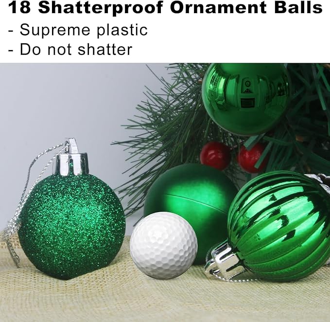 18Pcs Christmas Balls Ornaments for Xmas Tree - Shatterproof Christmas