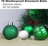 18Pcs Christmas Balls Ornaments for Xmas Tree - Shatterproof Christmas