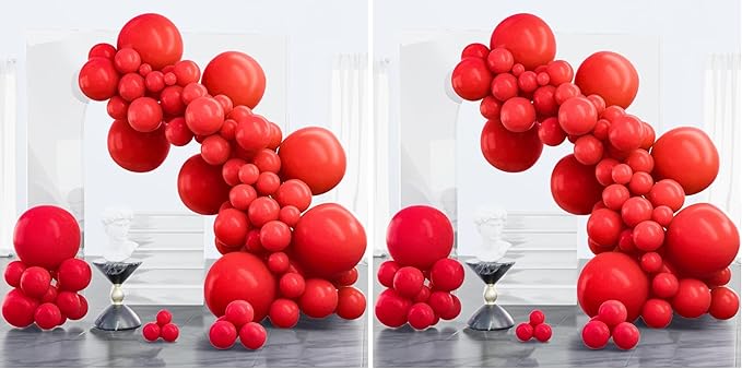 PartyWoo Red Balloons 100 pcs Different Sizes of 18 12 10 5 Inch Red