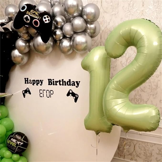 Sage Green 1 Balloons, 40 Inch Giant Olive Green Helium Foil Number