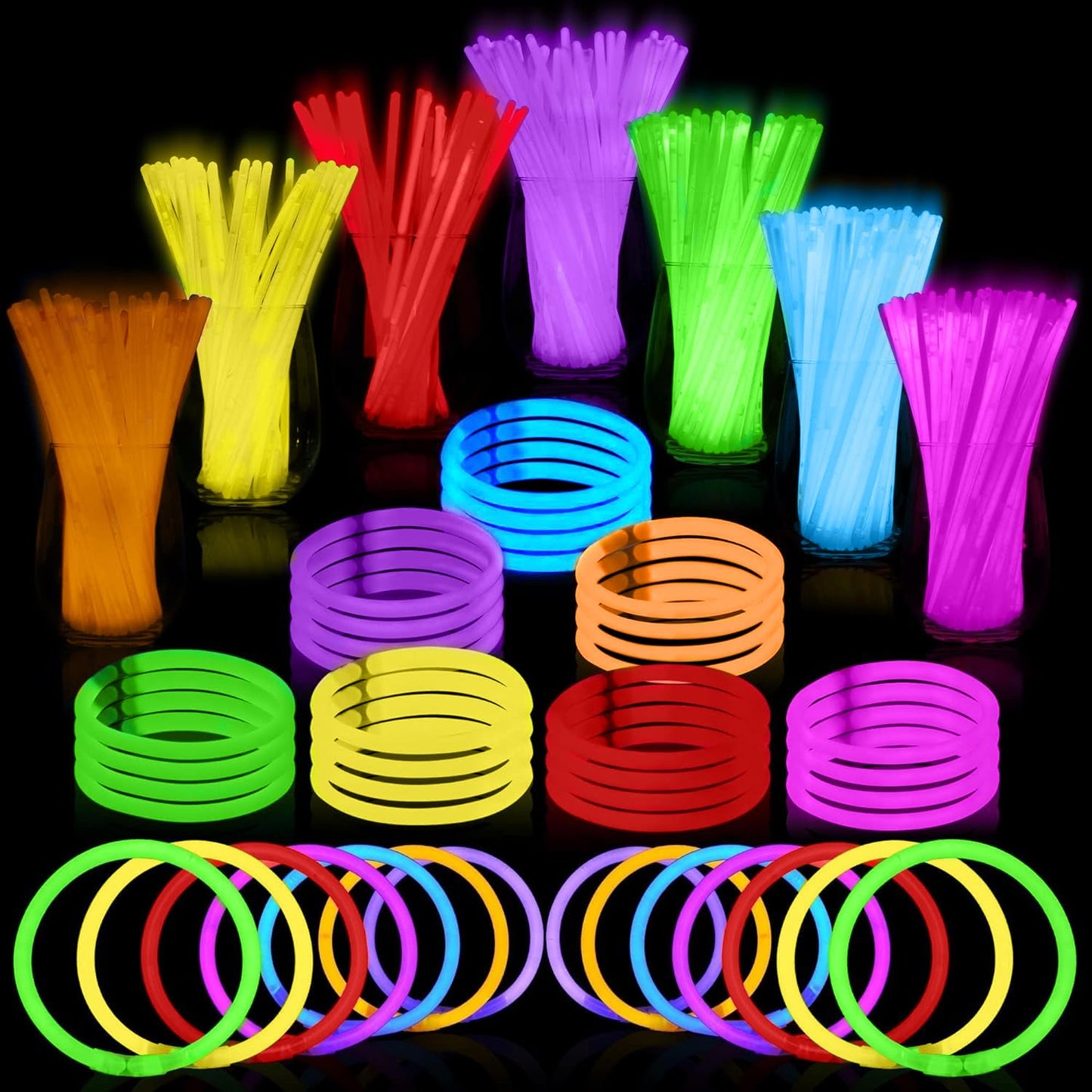 PartySticks Glow Sticks 800 pack - 8 Inch Glow in The Dark Light Up
