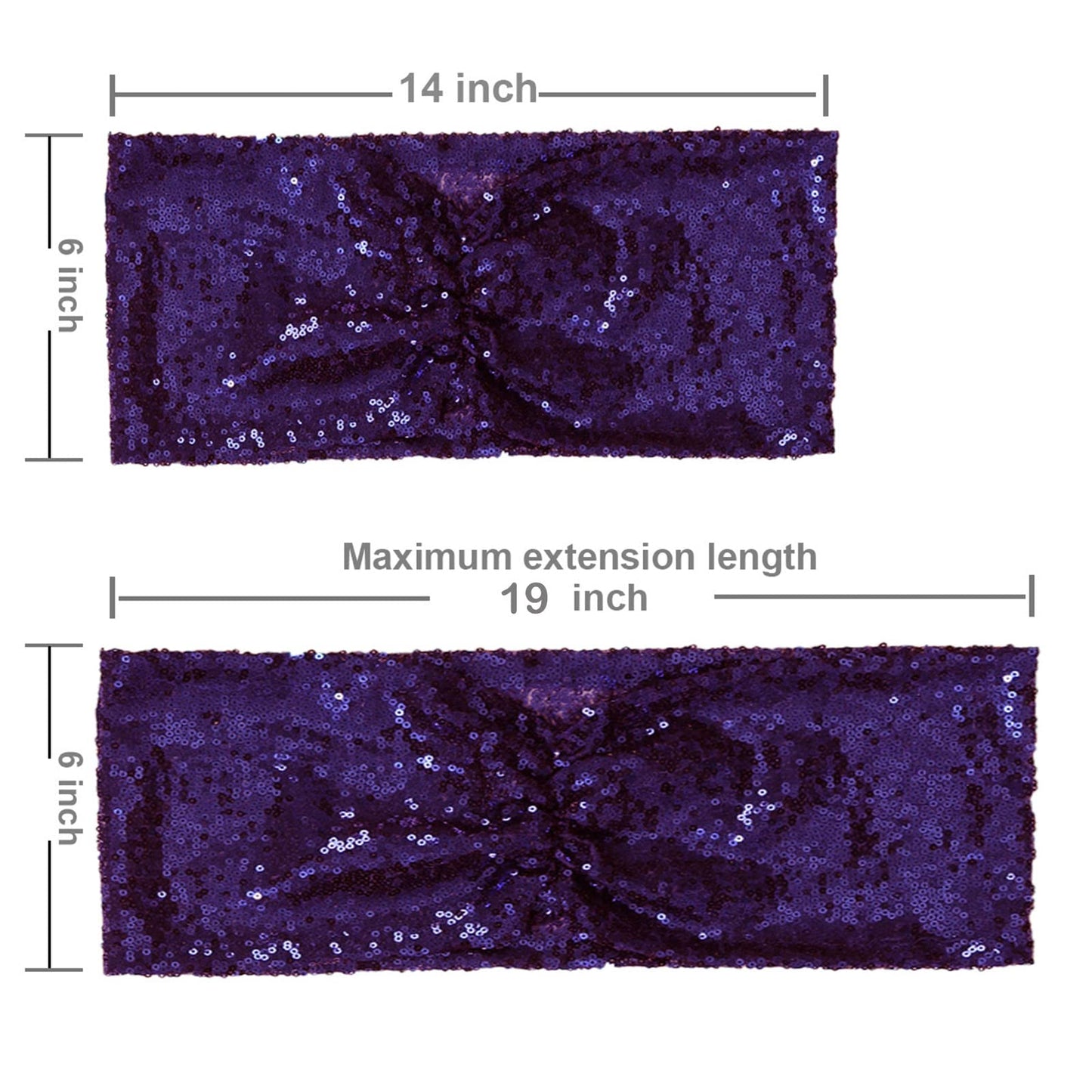 Eternal Beauty Set of 20 Sequin Sashes Bow Purple Chair Sashes for