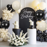 6Pcs Black White Foil Balloons,22Inch Sand White Black 4D Round Ball