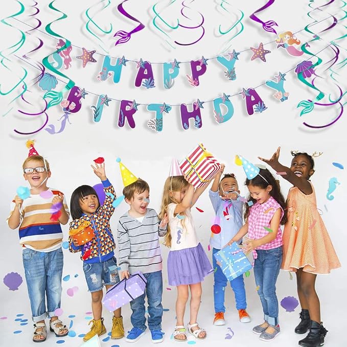 Mermaid Happy Birthday Banner Little Mermaid Theme Birthday
