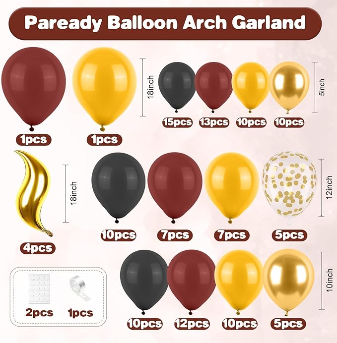 Red Black Gold Balloon Arch 120 Pcs Gold Black Balloon Garland Black