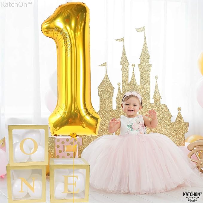 KatchOn, Gold Number 1 Balloons For First Birthday - 40 Inch | Number