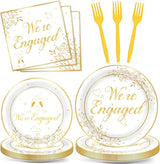 96Pcs Happy Engagement Party Supplies Engagement Paper Plates