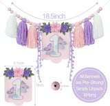 Handmade Butterfly Wildflower 1st Birthday High Chair Banner Purple