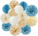 Light Dusty Blue Beige Champagne Boho Party Decorations 14Pcs Baby