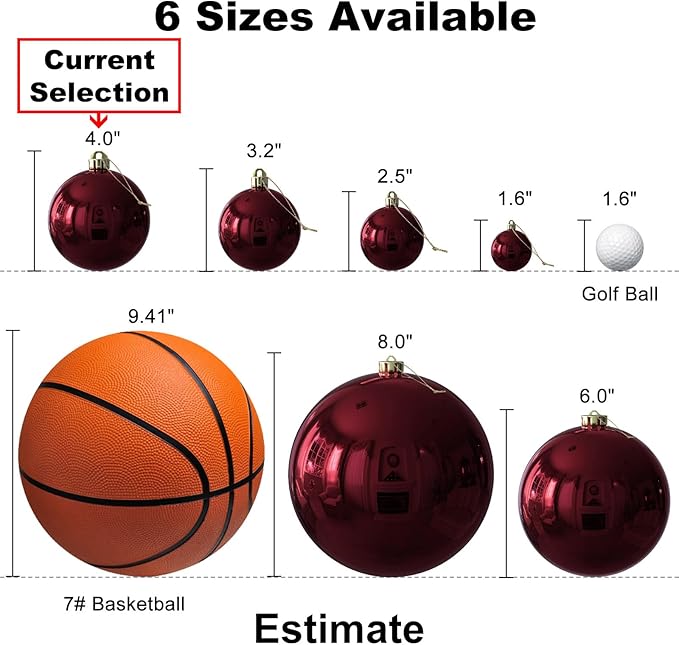 Maroon Large Christmas Balls-Christmas Tree Decoration Ornaments