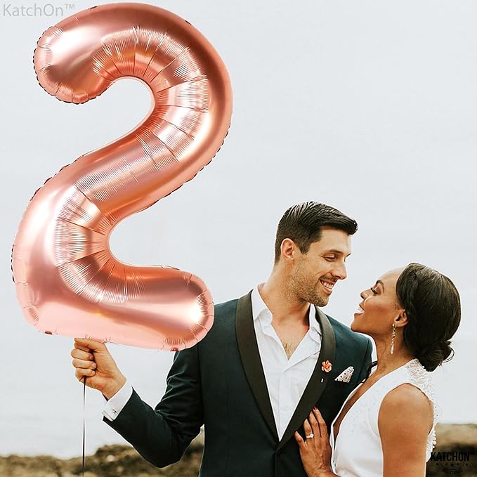 KatchOn, Rose Gold Number 2 Balloon - 40 Inch | Mylar Rose Gold 2