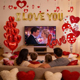Valentines Day Decorations with Red Heart Balloons and Love Balloon